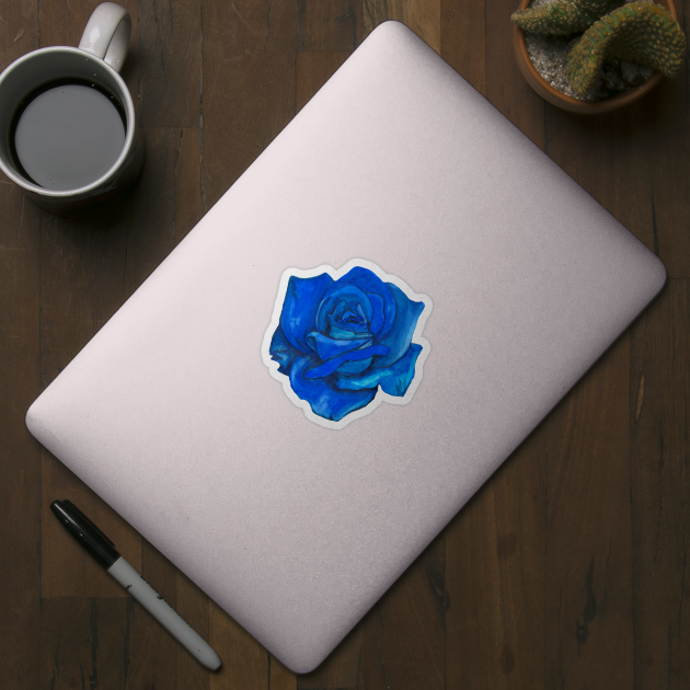 Blue rose flower by deadblackpony